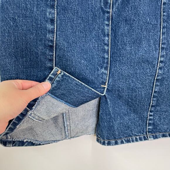 Vintage 80s New York Jeans Co. Size 5/6 High Rise Ruched Denim Mini Jean Skirt - Picture 7 of 7